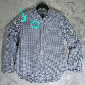 Abercrombie & Fitch Men’s Long Sleeve Button-Up Shirt – Blue & White Gingham – M